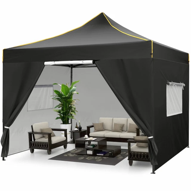 Faltpavillon 3x3M Wasserdicht Stabil Partyzelt Pop Up Pavillon mit Seitenwänden