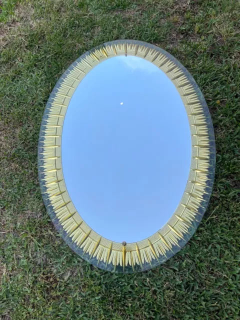 1960s Italian Crystal Art Modern Sholated And Golden Mirror