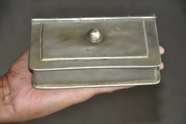 Vintage White Metal Handcrafted Book Shape 2 Compartment Betel Nut Box