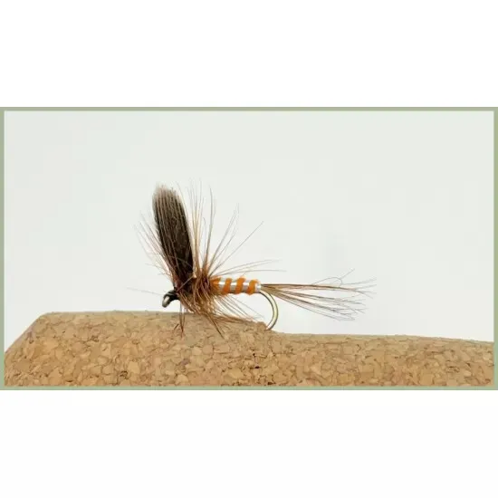 Spinners Dry Trout Flies, 6 x Orange Spinner, Choice of sizes, Best Summer Flies