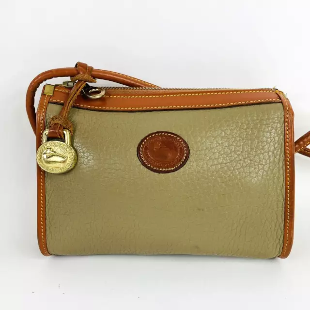 Vintage Dooney & Bourke Crossbody Handbag Purse Leather Beige Equestrian Charm