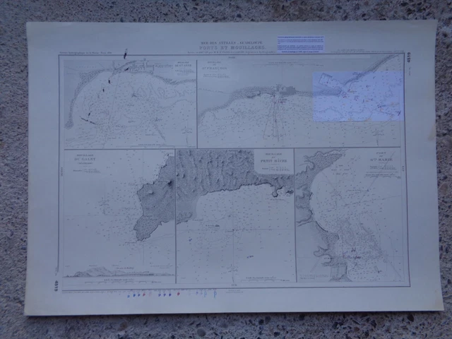 CARTE  MARINE / Ports et mouillages de Guadeloupe  1977