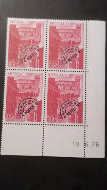 Ecke Date' Monaco 1976, Briefmarke Abgestempelt '44, Tour Uhr, Neu, MNH