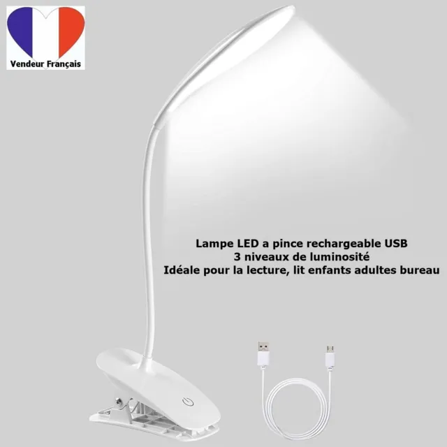 Dww-noir, Lampe De Bureau Pince 48 Led Flexible 360lampe Lecture