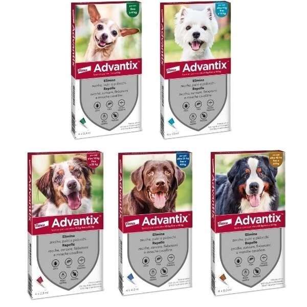 ADVANTIX Antiparassitario Spot On per cani contro pulci zecche e zanzare 4 FIALE