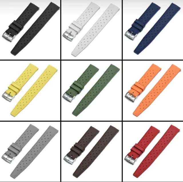 Fluorine Rubber Watch Band Tropical Perforated Durable Construction 20mm 22mm