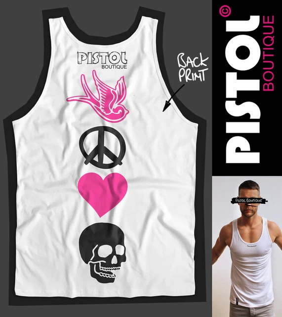 T-shirt Pistol Boutique Blanc – Motif Graffiti, Ras Du Cou, Taille Regular