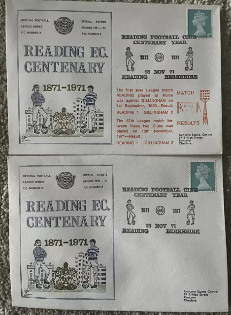 Reading v Gillingham 13th November 1971 Dawn First Day Cover Set Of 2