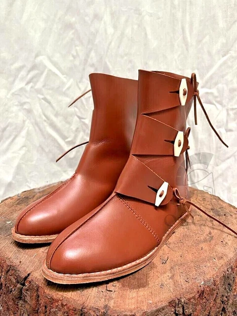 Bottes en cuir Viking Bottes de combat en cuir médiéval SCA Larp Meilleur...