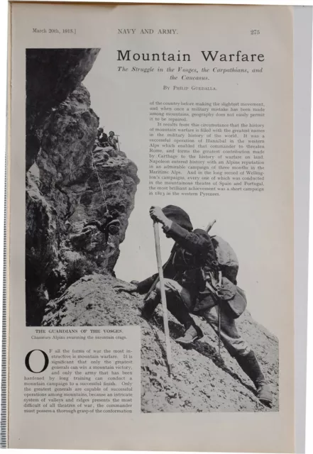 1915 Ww1 Article & Pics Mountain Warfare Guardians Of Vosges Chasseurs Alpins