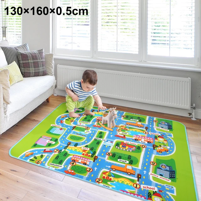 ROAD MAP KIDS Play baby Mat Race Car Rug Runner Nursery Home 130x160cm