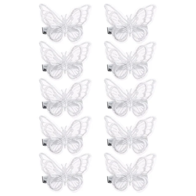 10 Pcs Blanche En Tissu Barrette À Cheveux Dentelle Manquer Arcs Ruban