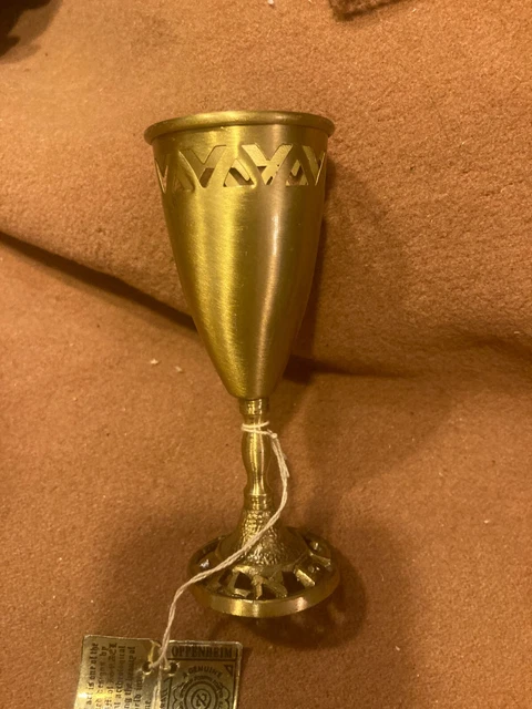 VINTAGE 5" OPPENHEIM GOLD TONE KIDDUSH GOBLET, CUP, NEW w LABEL, MADE ISRAEL!!!