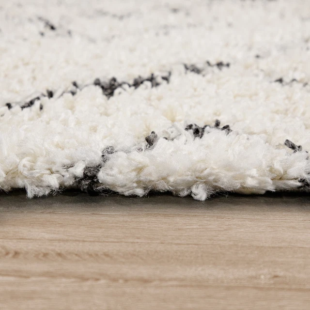 Tapis De Salon Tapis Shaggy Poil Long Design Scandinave Avec Diamants Abstraits