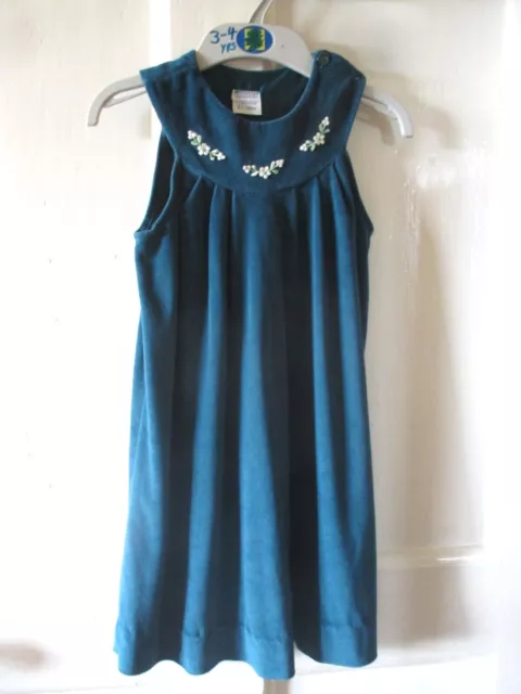 Vintage Mothercare 1980's Jade  Velour Pinafore Dress height 120 cm age 4-5 yrs
