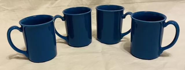 Set Of 4 Corning Ware/ Corelle Medium Blue Coffee Cups Mugs Vintage, Beautiful!