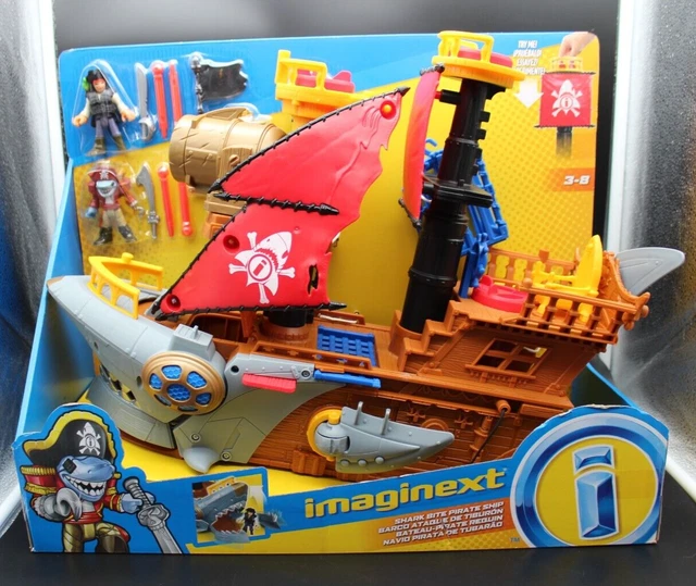 FISHER-PRICE IMAGINEXT SHARK Bite Pirate Ship, Playset with Pirate ...