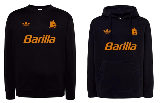 FELPA calcio vintage barilla anni 70 e 80 rome calcio con cappuccio o senza nera
