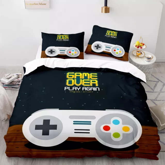 Bed Decorate Gift Doona Quilt Duvet Cover GAMES Gamepad Single Double Queen Size