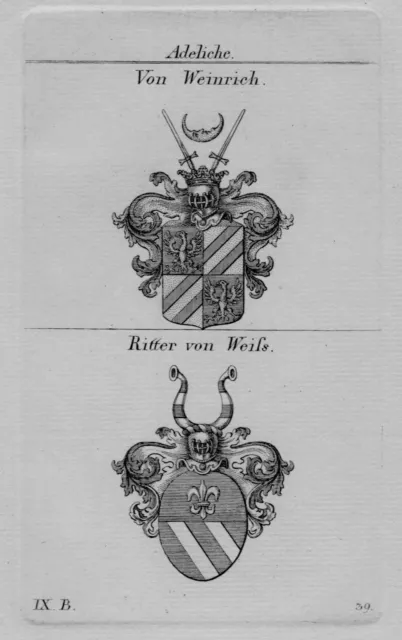 1820 - Weinrich Weiss Wappen coat of arms heraldry Heraldik crest Kupferstich