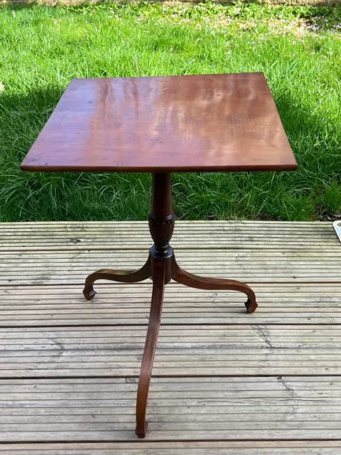 Edwardian Small Square Occasional/Side Table, carved pedestal and delicate legs