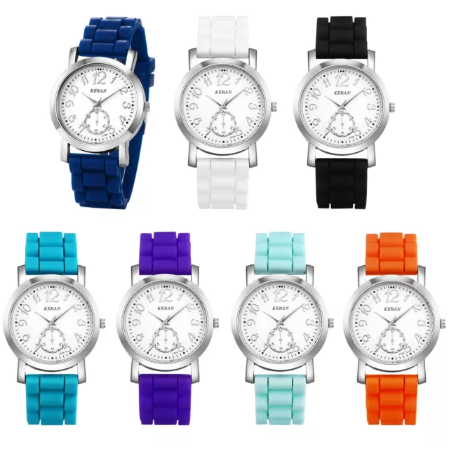 Women Unisex Teens Jelly Color Silicone Band Watch Analog Quartz Wristwatch