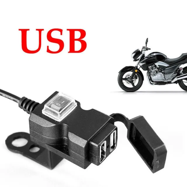 Motorbike Motorcycle Handlebar Charger Power Adapter Dual USB Port Plastic