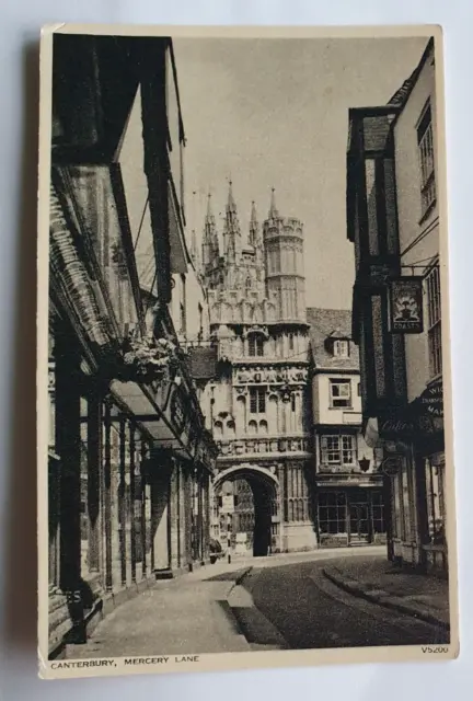 Unposted Vintage Photochrom Co B&W Postcard - Mercery Lane, Canterbury  (b)
