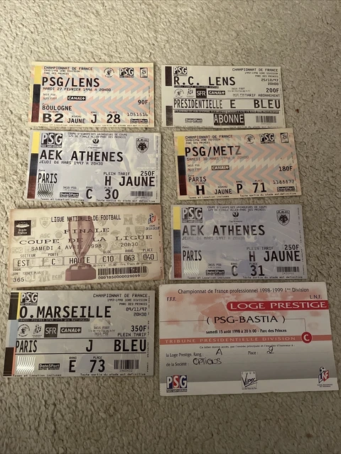 Lot De Tickets Et Billets PSG – Collection Souvenirs De Match