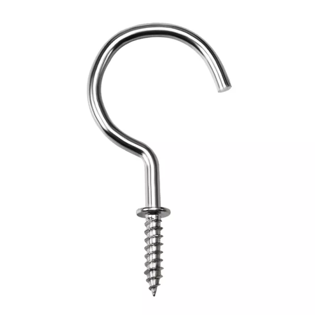 2.8" Screw Eye Hooks Self Tapping Screws Screw-in Hanger with Plate Silver 15pcs