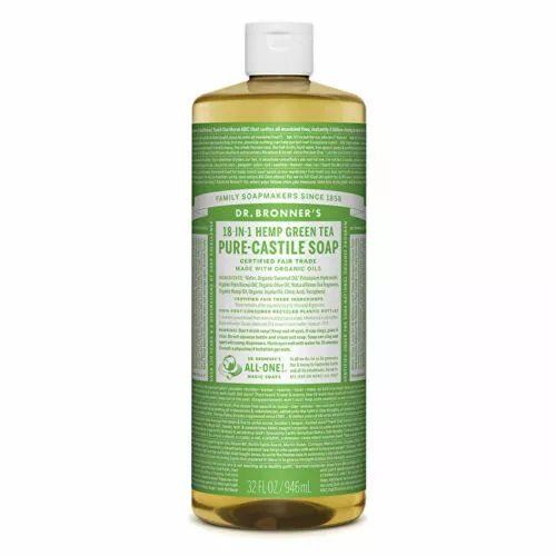 Dr Bronners Pure Castile Soap Liquid (Hemp 18-in-1) Green Tea 946ml - vegan