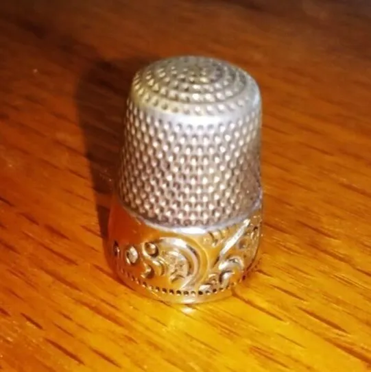 Antique Ketcham & McDougall Size 8 Sterling + 14K Yellow Gold Sewing Thimble