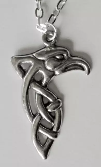 Chain Necklace #272 Pewter Celtic Eagle Head Right 30mmx20mm silver tone pendant