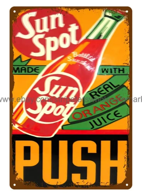 Sun Spot Soda pop drink metal tin sign garage poster kitchen wall decor