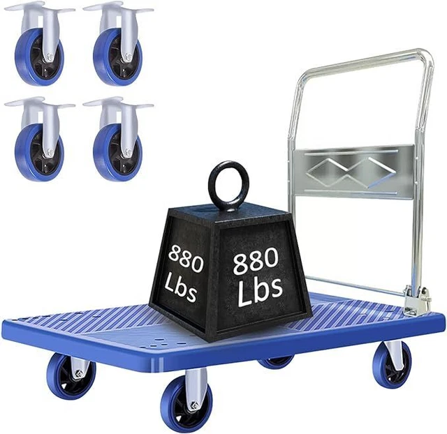 Flatbed CartFoldable Platform Truck Cart Support 880 lbs Weight CapacityPlatform