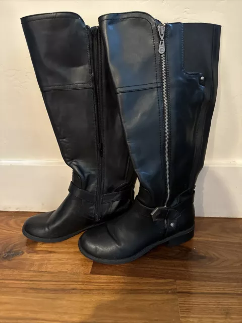 G By Guess Women's 8 M Wide Calf Black Hailee Zip Riding Boot Shoes Ret $139 New