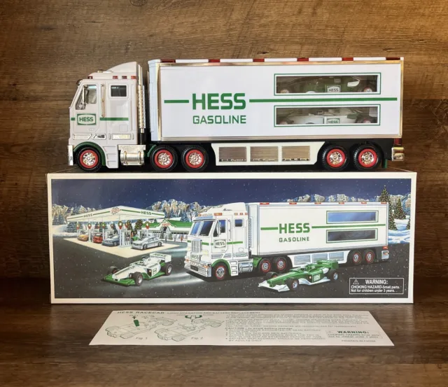 HESS Gasoline 2003 Toy Truck And Racecars With Insert & Custom Bag Collectible