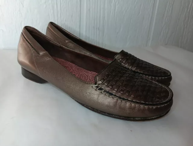 VTG COLE HAAN Womens 8 Loafer Slip-on Shoe Bronze Metallic Woven ...
