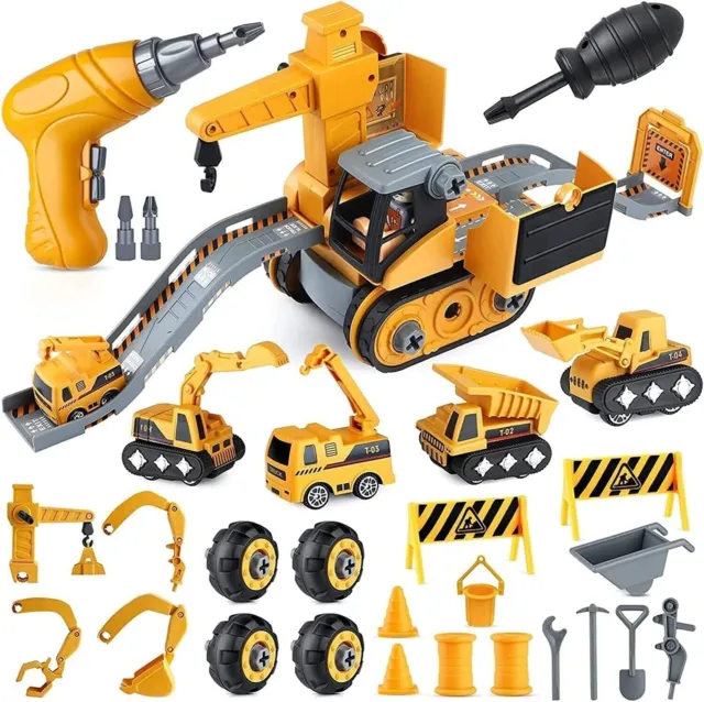 DIY Take Apart Tractor Construction Vehicles Track Set Digger Excavator Toy Gift