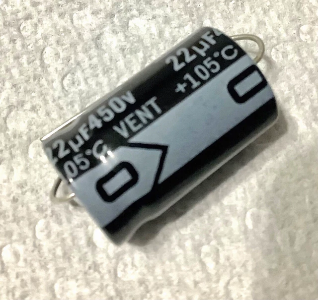 One SC High Voltage 22uF 450v 105° Electrolytic Axial Capacitor 22MF 450 Volt