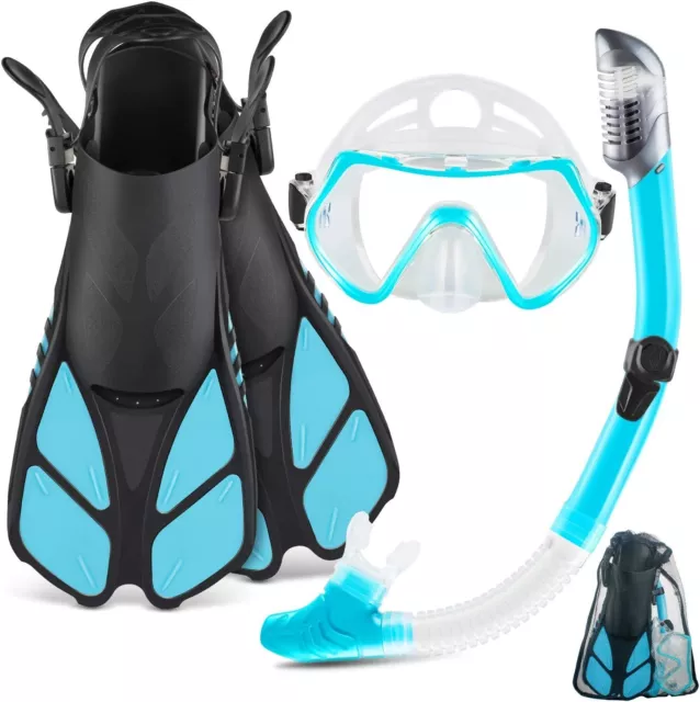 ZEEPORTE Mask Fin Snorkel Set with Adult Snorkeling Gear, Panoramic View Diving