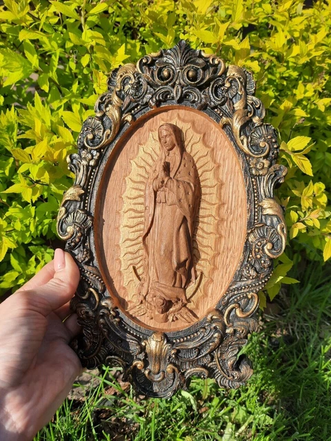 OUR LADY OF Guadalupe WOOD CARVED CHRISTIAN ICON RELIGIOUS VIRGIN MARY ...