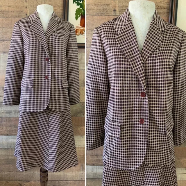 Vintage 1970’s Matching Two Piece Skirt Jacket Suit Sz M/L