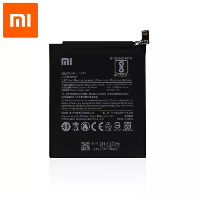 Bateria original para Xiaomi Redmi Note 4X (3.85V, 4000 mAh, BN43)