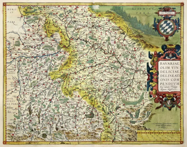 Bayern Original Kupferstich Landkarte Ortelius 1579