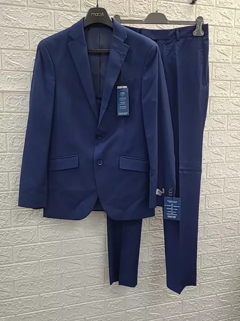 New Reaction Kenneth Cole Ready Flex Slim Fit Blue Suit Size 36R/29X32