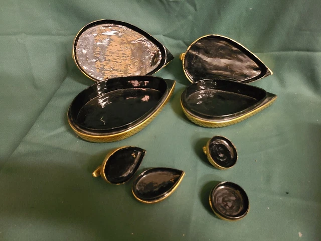 ANTIQUE BURMESE GOLD LEAF GILT LACQUER OVER WOOD DUCKS LOT of 4 2