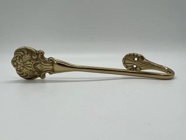 Vintage Lillian Vernon Brass Drapery Curtain Tie Backs Pair NIB Flower Regency