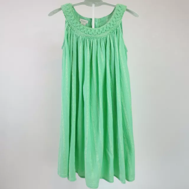 Monsoon Dress Girls Size 9-10 Years Green Sleeveless Summer Bishop Dress