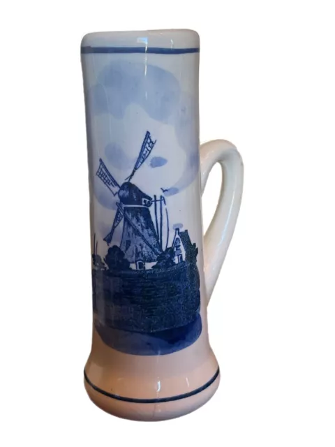 Delfts Holland Hand Painted Blue and White Miniature Mug Shot Glasses 3 oz EUC